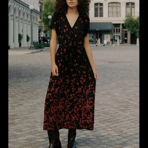Christy Dawn Black and Red Floral Maxi Dress
